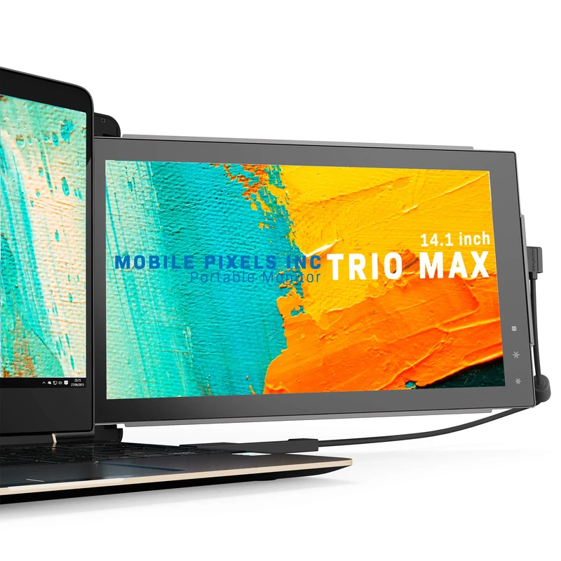 Trio Max Mobile Pixels - Portable USB-C Monitor for Laptops | 14'' Full HD IPS Screen for Laptops, USB C/USB A Portable Display, Compatible with Windows/Mac/OS/Android (1 Monitor Only)