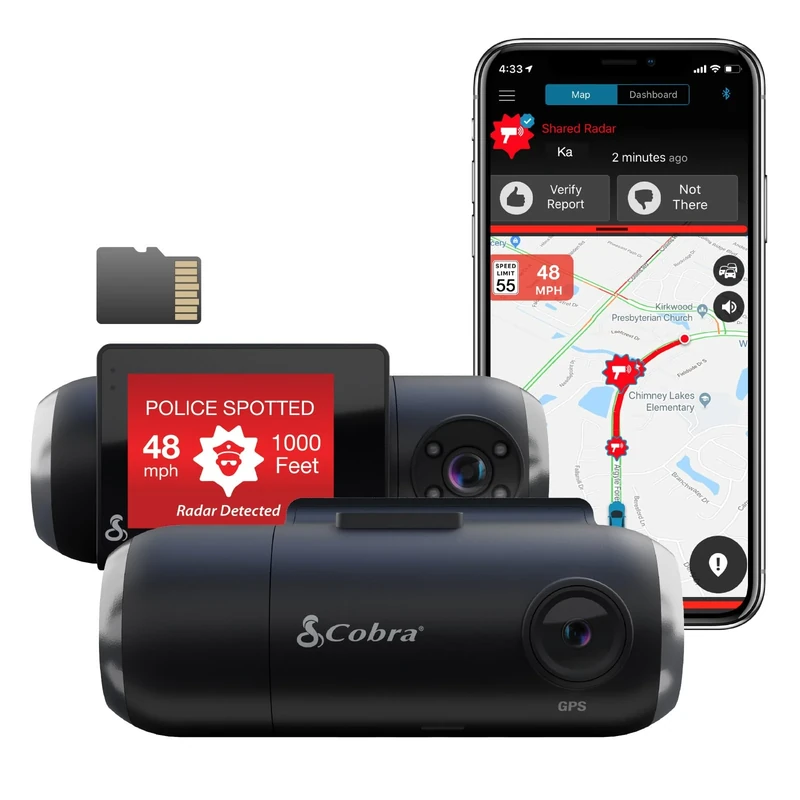 Cobra Smart Dash Cam with Interior Cam (SC201-EU)-Full HD 1080P Resolution, Real-Time Driver Alerts, Heads-Up Navigation, Emergency Mayday, Drive Smarter App,2" Display, Wi-Fi & GPS,16GB SD Card Incl