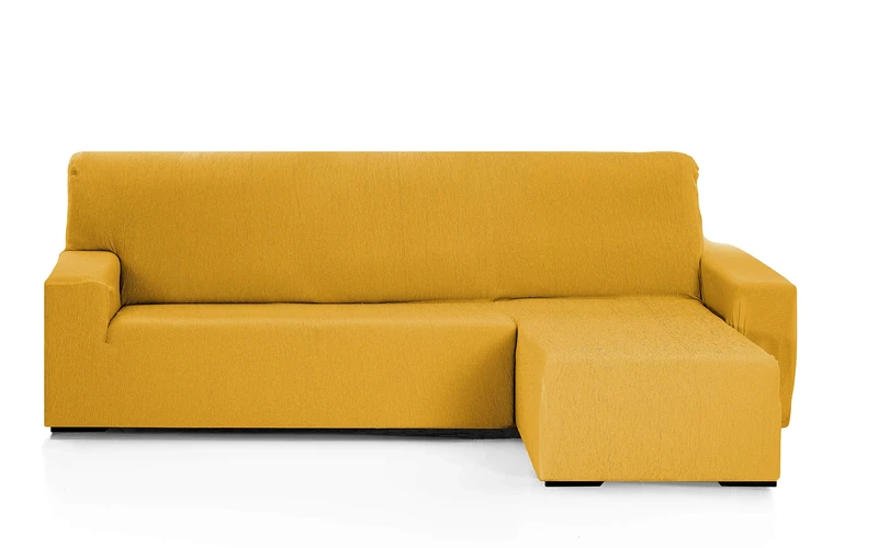 Martina Home - Emilia - Elastic Cover for Lounge Chair - Short Right Arm (Front View) - Mustard