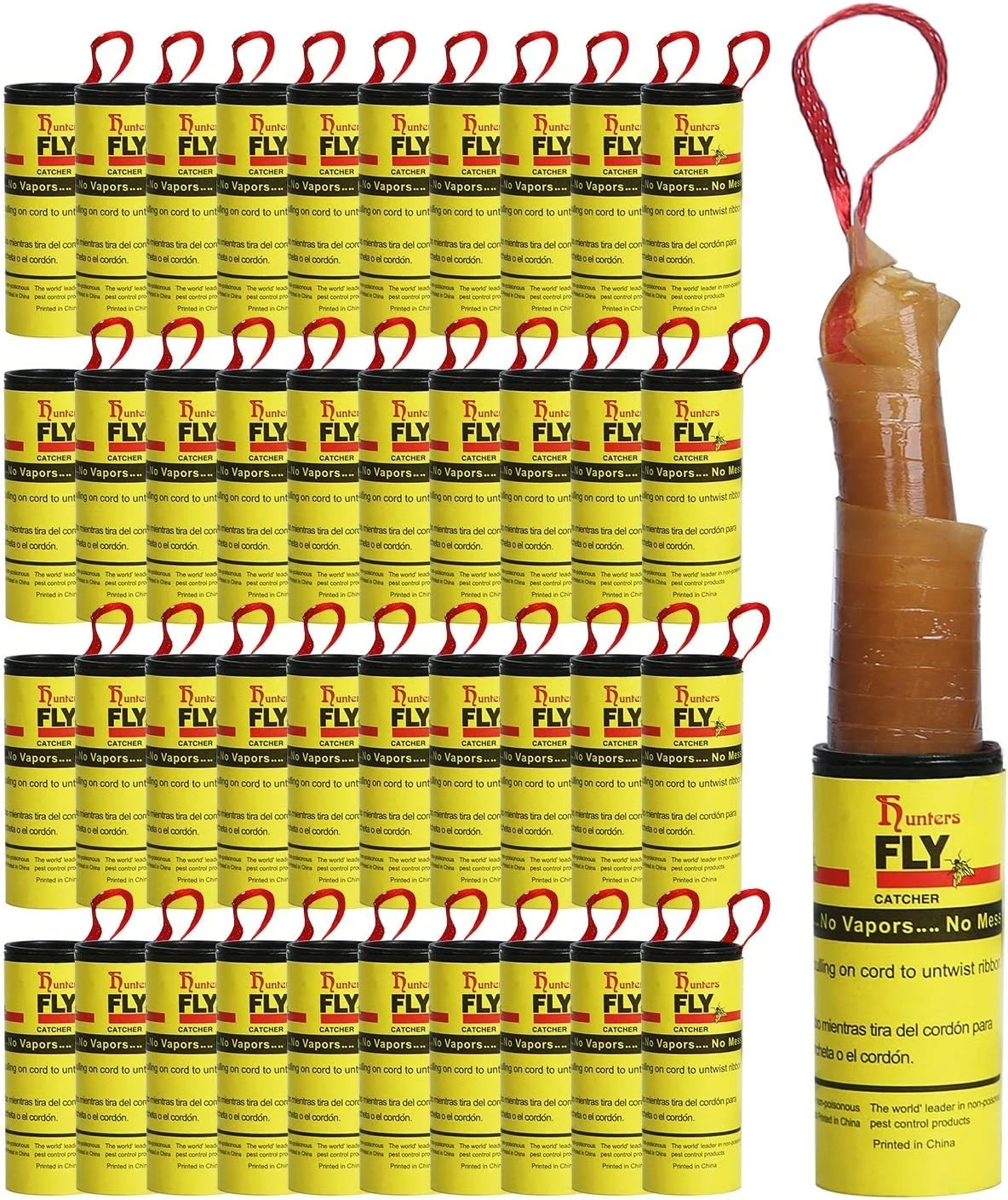 Fruit Fly Trap, 40 Pcs Sticky Fly Papers for Indoors & Outdoors - Eco-Friendly Hanging Ribbon Insect Catcher for Gnats, Mosquitoes, Non-Toxic Fly Tape