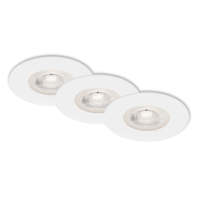 BRILONER Leuchten 7047-036 LED Recessed Lights, Set of 3, Dimmable Ceiling Lights, 4.9 Watt Each, 480 Lumens, 3,000 Kelvin, IP44, White, 90 x 25 mm (DxH)