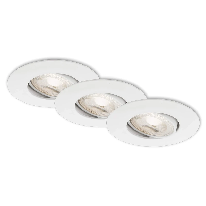BRILONER Leuchten 7048-036 LED Recessed Lights, Set of 3, Dimmable LED Module, Swivelling, Each 5 Watt, 460 Lumens, 3,000 Kelvin, IP23, White, 90 x 24 mm (DxH)