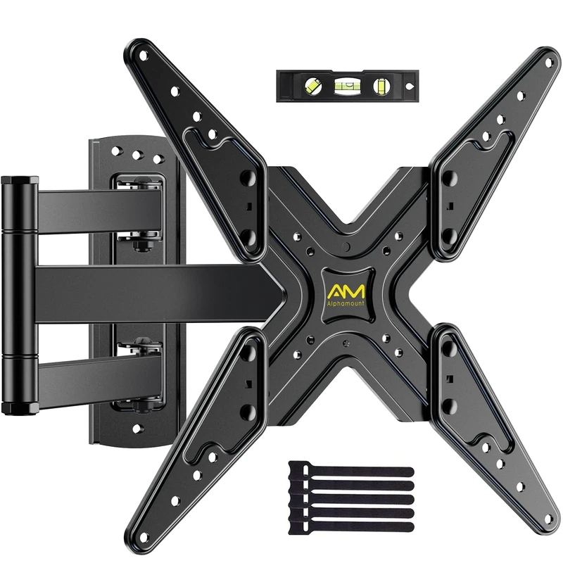 TV Mount, Full Motion TV Wall Mount Swivel and Tilt for 26-60 Inch TVs and Monitors up to 70lbs, Single Stud Corner Outdoor Wall Mount TV Bracket Articulating Extension Leveling Max VESA 400X400mm