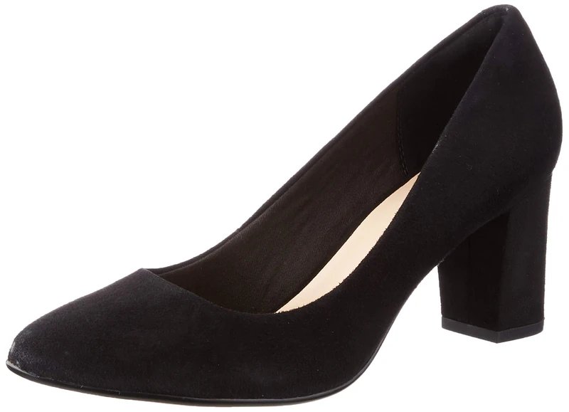 Clarks Women's Aubrie Sun Pump, Black Black Suede, 4 UK Narrow