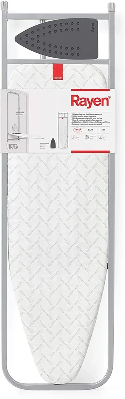 Rayen Ironing Board for Doors, Painted Steel, White, Table Top Dimensions 33 x 110 cm