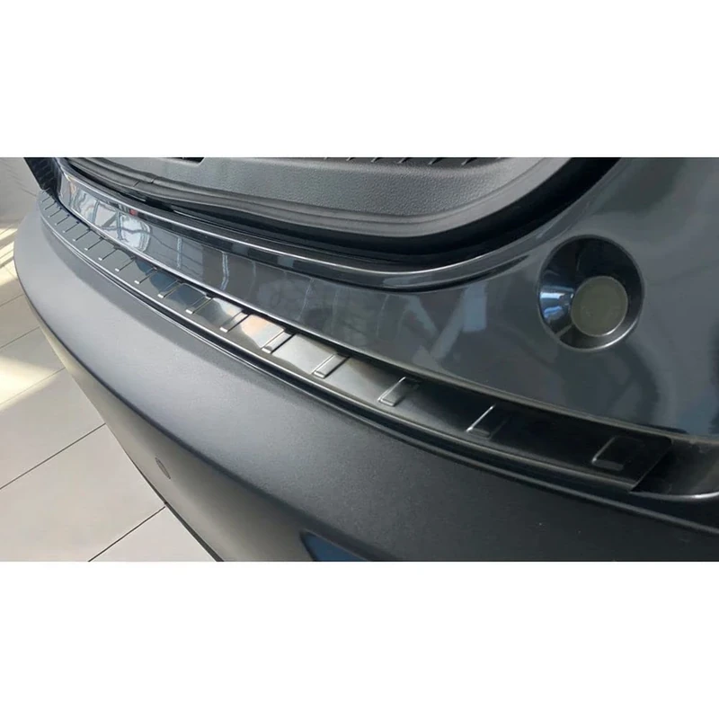 Avisa Black Stainless Steel Rear bumper protector compatible with Mazda CX-30 2019- 'Ribs'