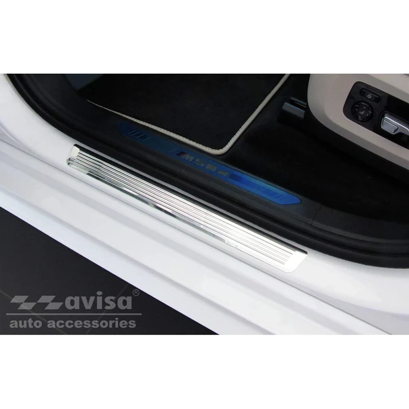 Avisa Inox door sill protectors compatible with BMW X7 G07 2019- 'Lines' - 4-pieces
