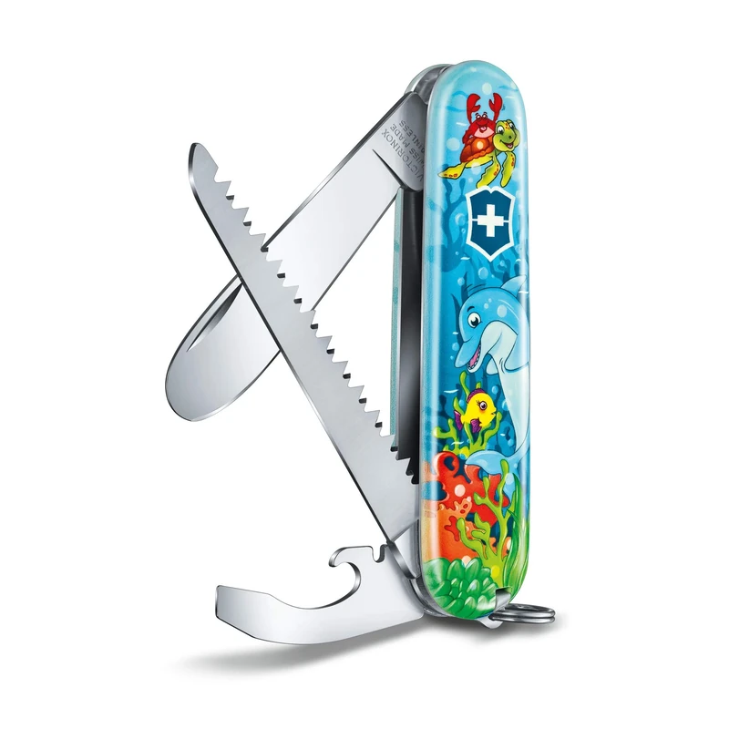Victorinox, My First Victorinox, Swiss Army Pocket Knife, Medium, Multi Tool, Camping, 9 Functions, Blade with rounded tip, Can opener, Screwdriver 5 mm - Image 1