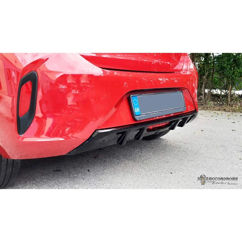 Motordrome Rear bumper skirt (Diffuser) compatible with Opel Corsa F GS-Line 2019- (with single exhaust) (ABS)