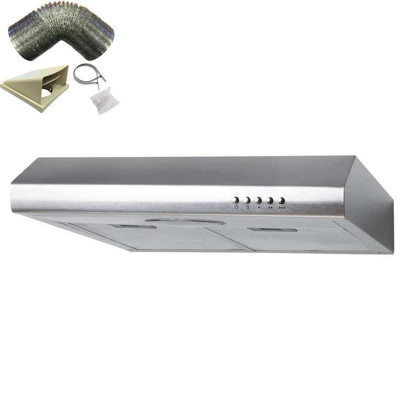 SIA STE50SS 50cm Steel Slimline Visor Cooker Hood - Fan & 3m Ducting