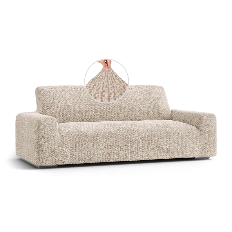 Menotti 3 Seater Velvet Sofa Cover - Beige Slipcover - Image 1