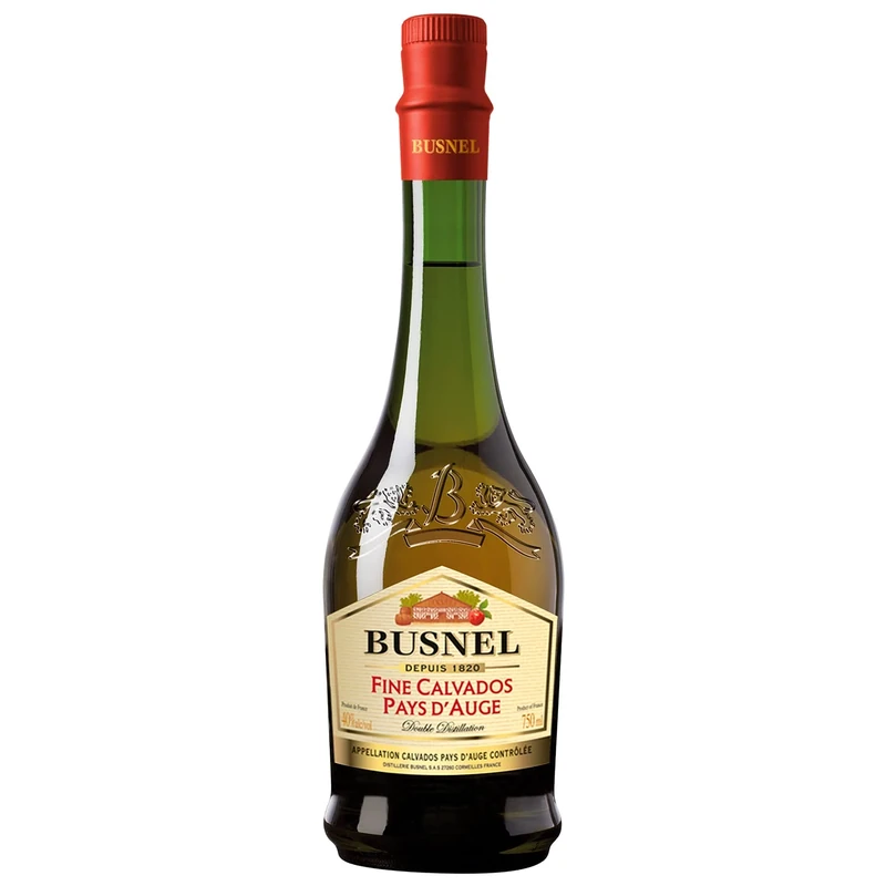 Busnel Calvados Pays d'Auge AOC Fine - 70cl, 40% ABV - Premium Calvados Apple Brandy Normandy - Matured For At Least 2 Years in Oak Barrels