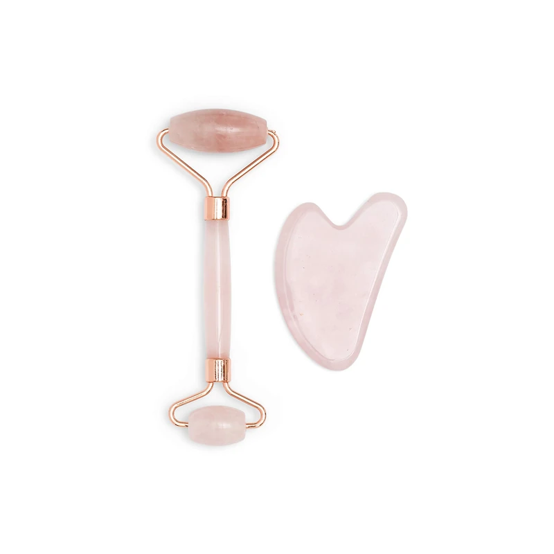 Zoe Ayla Gua Sha and Facial Roller 2-Pieces Set, Rose Quartz, 0.14001 kg - Image 1