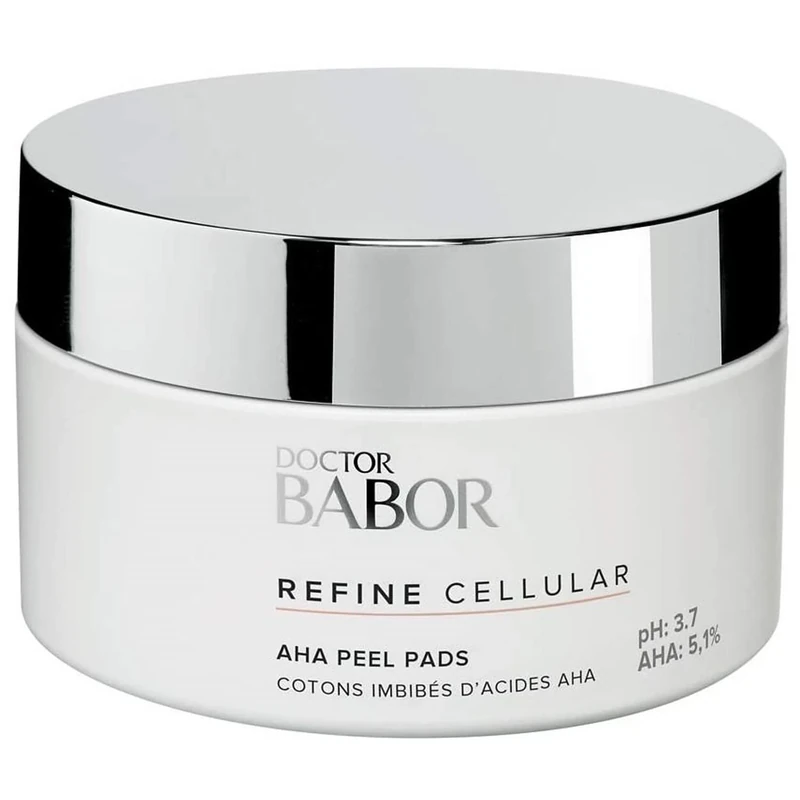 DOCTOR BABOR AHA Peeling Pads for Dull Skin with Large Pores, Fruit Acid Peeling, Without Alcohol, Vegan Formula, Smoother Skin, 60 Pieces