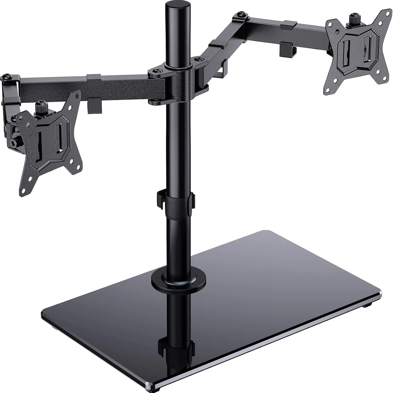ErGear Dual Monitor Stand for 13"- 32" Screen, Freestanding Dual Monitor Arm Desk Mount with Sturdy Base, Adjustable Double Stand Hold 8KG/Arm