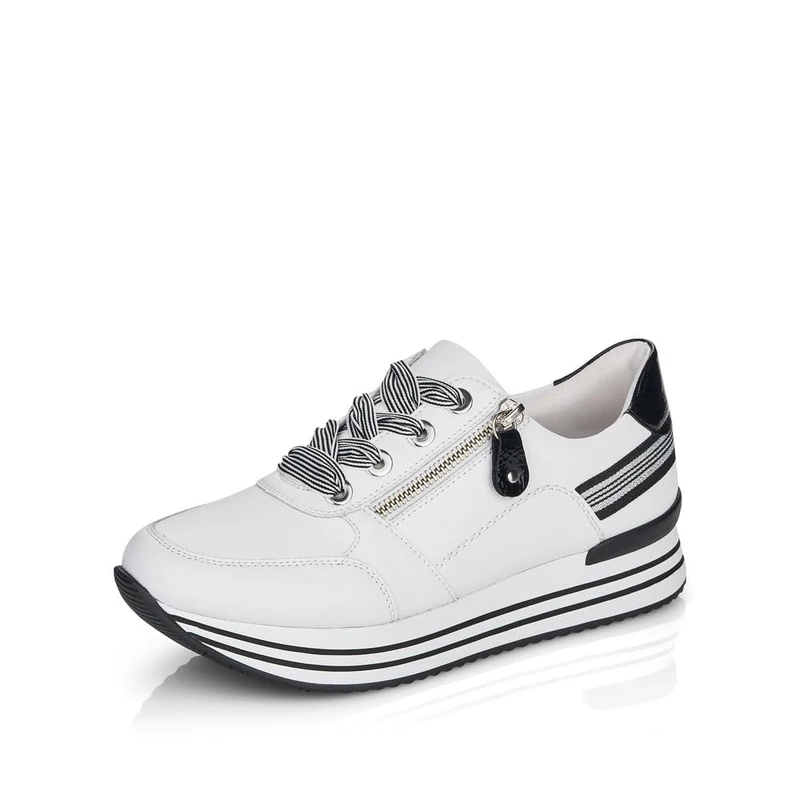 Remonte Women's D1312 Low Shoes, White/Black 80., 7 UK