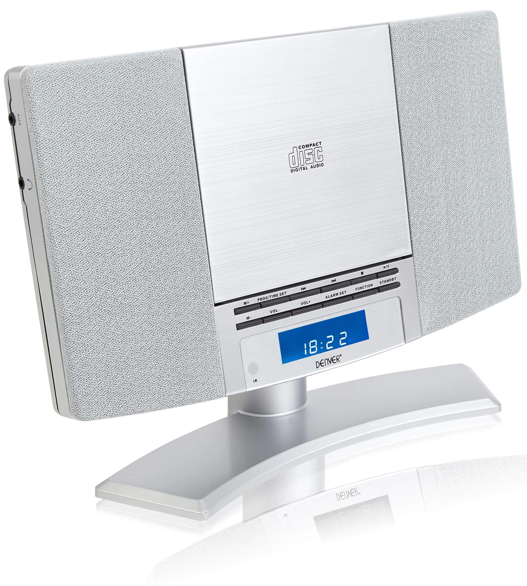 Denver CD Player For Home HiFi System - Vertical, Clock Radio, Remote Control, Wall Mounted or Desktop - MC-5220