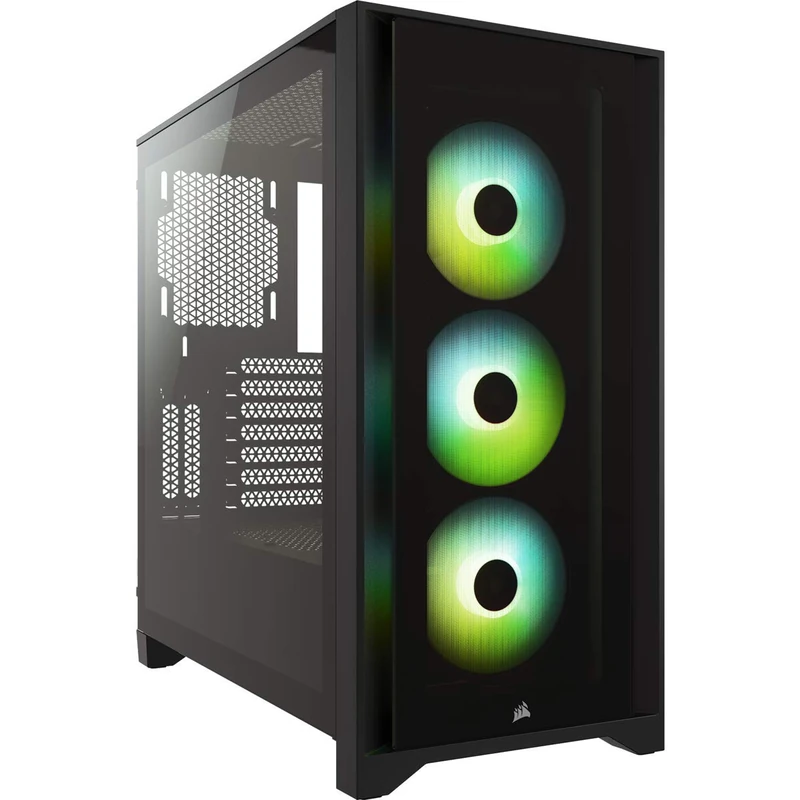 CORSAIR ICUE 4000X RGB Tempered Glass Mid-Tower ATX PC Case - 3x SP120 RGB ELITE Fans - ICUE Lighting Node CORE Controller - High Airflow - Black - Image 1