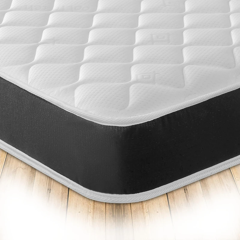Starlight Beds Midnight Cooltouch Sprung Hybrid European Double Memory Foam Mattress, Maximum Value, Soft Feel, Black. 18cm Deep. 140cm x 200cm Mattress