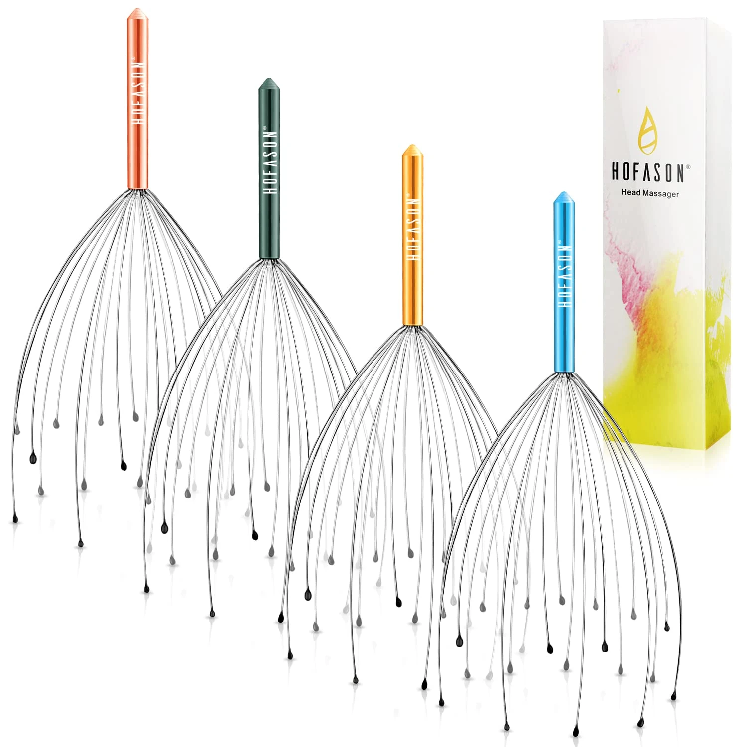 HOFASON 2PCS Head Massager Scalp Scratcher with 20 Fingers, Scratcher Tingler Massage Stress Relax, Stocking Fillers for Women/Men/Adults Scalp Massager Hair Growth Deep Relaxation (Random Colors)