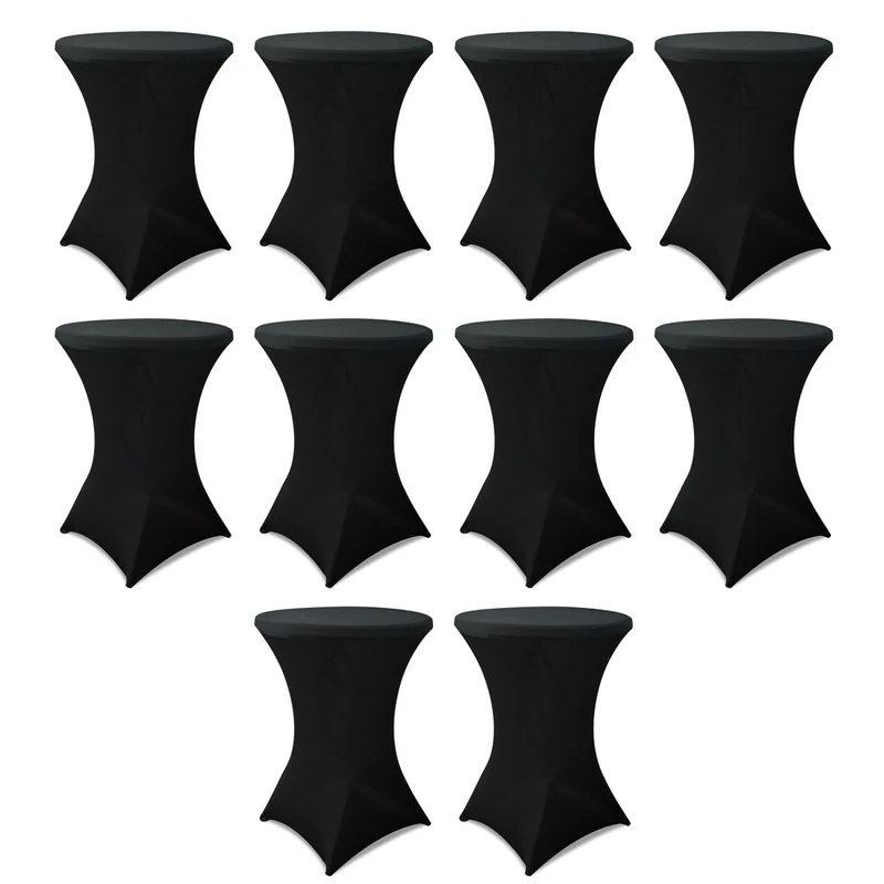HAORUI 10pcs Stretch Cocktail Tablecloth 80cm Spandex DJ Table Cover for Craft Exhibitions Wedding Party Show (80cm Black) - Image 1