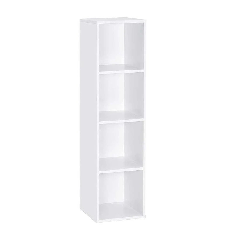 Mondeer Bookcase, Bookshelf with 4 Cubes Adjustable Modern Wooden Tall Slim for DVD Book Children, 30 x 30 x 120 cm, White