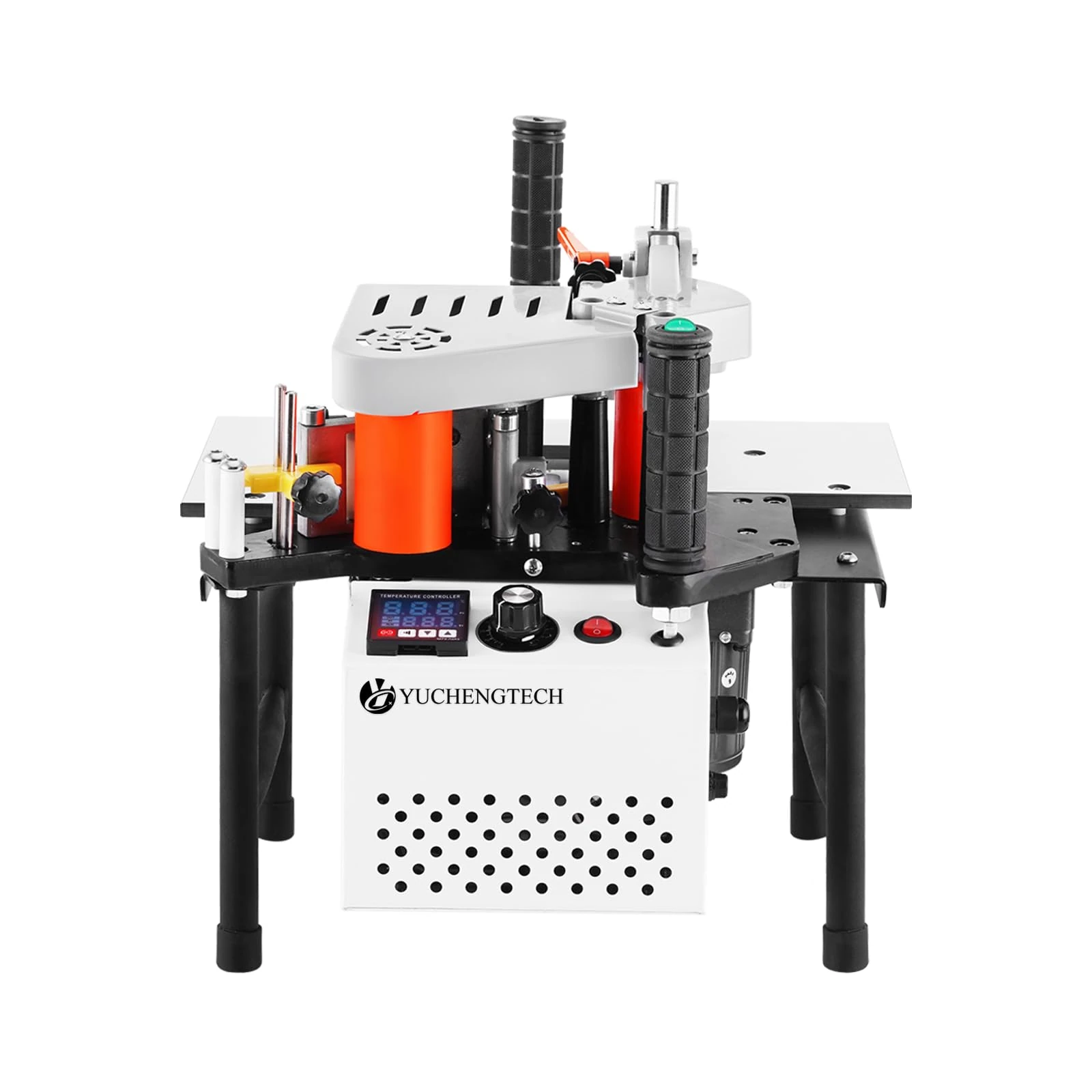 Portable Edge Bander YUCHENGTECH Woodworking Edge Banding Machine with Speed Control 2-6m/min Curve Straight Edge Bander Banding Machine Double-Sided Gluing - Width 10-60mm-Thickness 0.3-3mm 220V