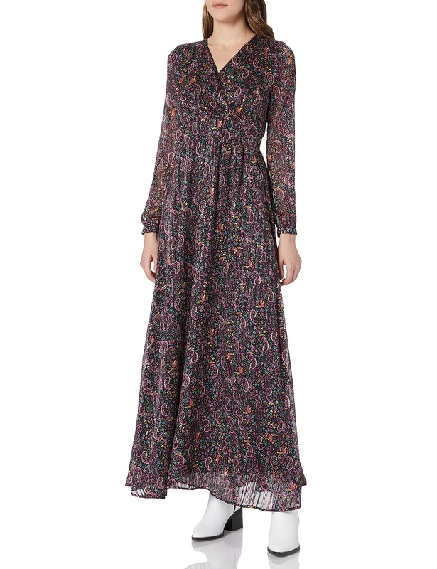 Morgan Women's Rcode Printed Casual Dress Long Dress, Black, 14/Tall