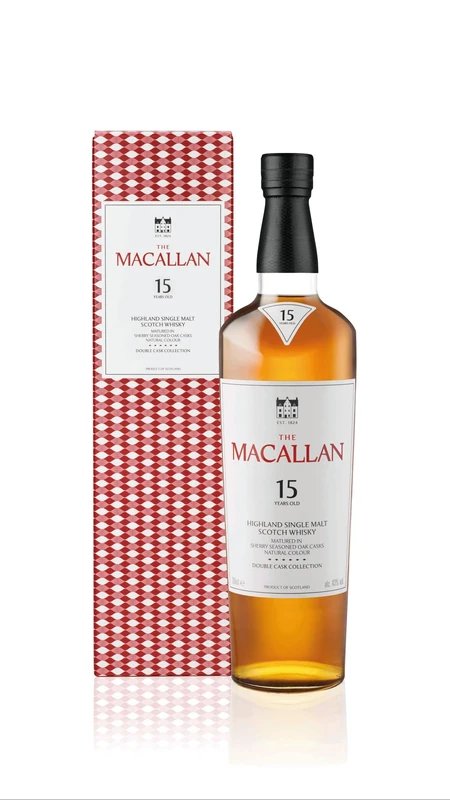 The Macallan 15 Years Old Double Cask | Single Malt Highland Scotch Whisky | Butterscotch, Apple & Sweet Spice | Sherry Seasoned Oak Casks | 43% ABV | 70cl, Packaging may vary