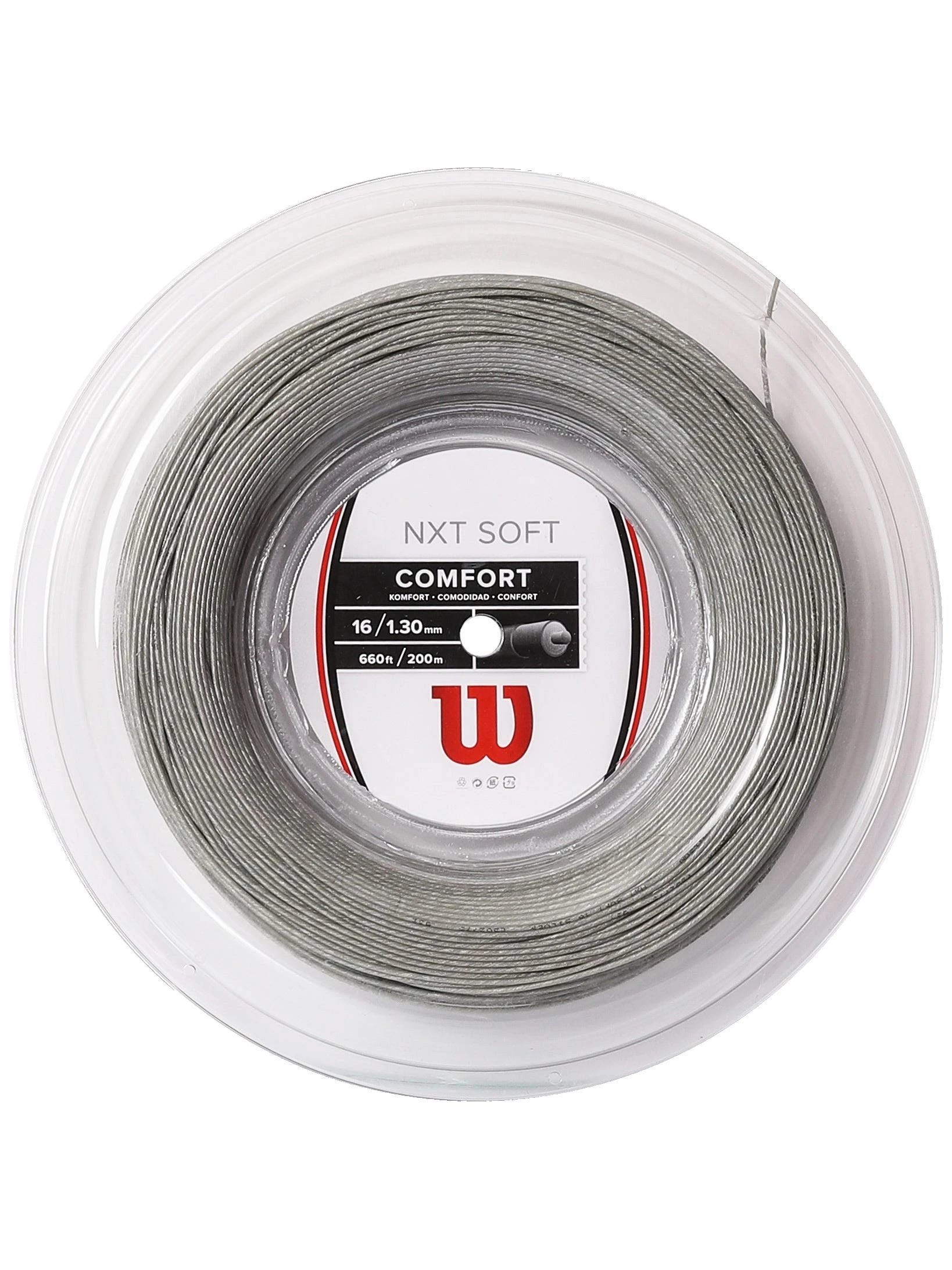 Wilson tennis string NXT Soft 16, For tennis rackets, diameter: 1.30 mm, 200 m, Silver, WR830520316