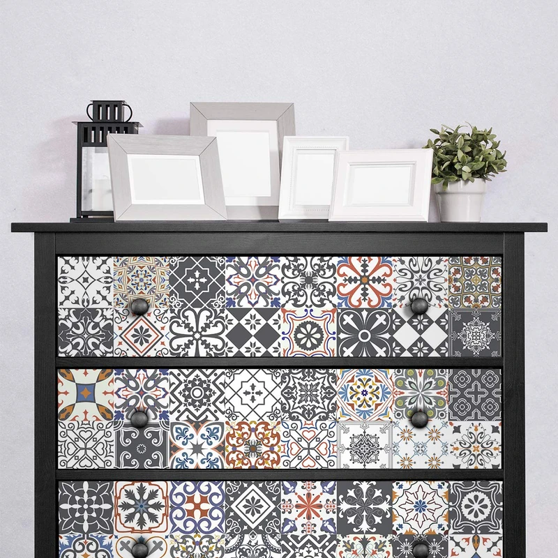 Ambiance Sticker Self-Adhesive Furniture and Tables Tile Stickers for Kitchen and Living Room Decoration Frendie - Pack of 60 Stickers of 15 x 15 cm