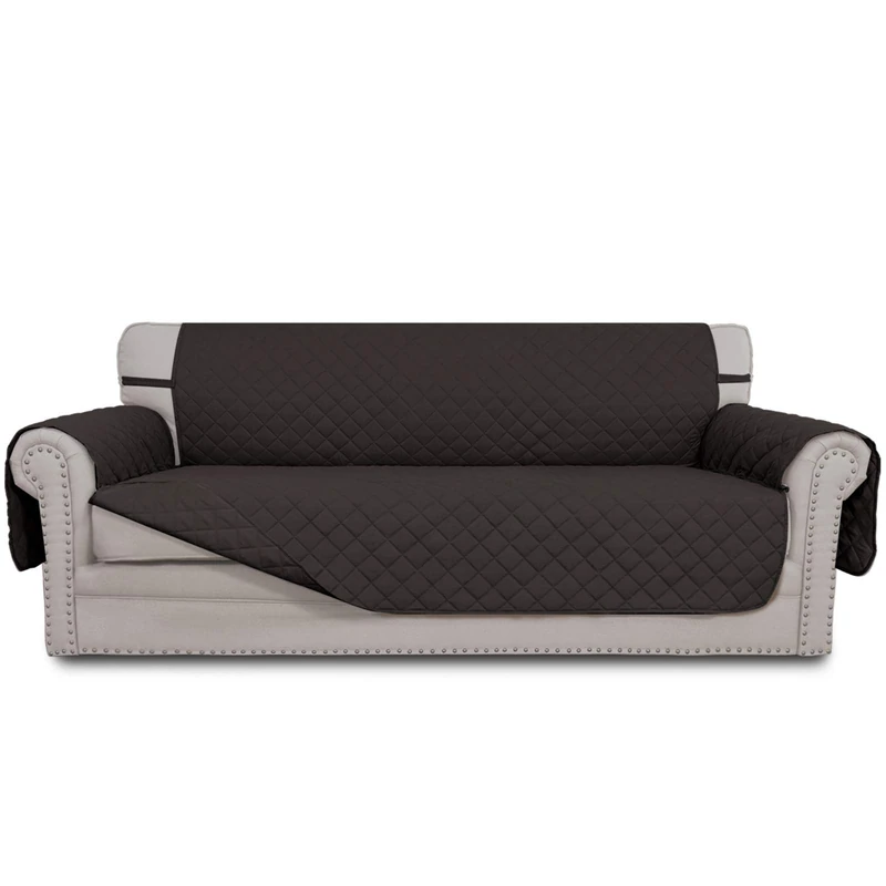 Easy-Going Reversible Couch Cover for 3 Cushion Couch Sofa Cover for Dogs Water Resistant Furniture Protector Cover with Foam Sticks Elastic Straps for Pet Cat (Sofa, Chocolate/Chocolate)