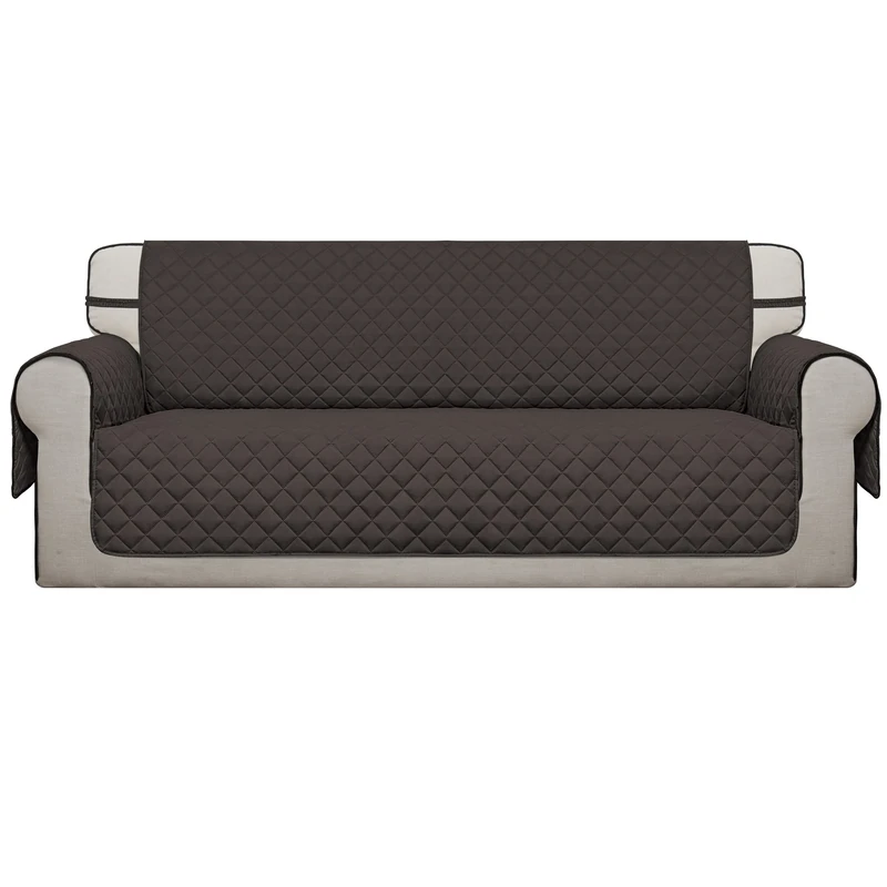 Easy-Going 4 Seater Sofa Slipcover Reversible Sofa Cover Water Resistant Couch Cover with Foam Sticks Elastic Straps Furniture Protector for Pets Children Dog Cat (XX-Large, Chocolate/Chocolate)