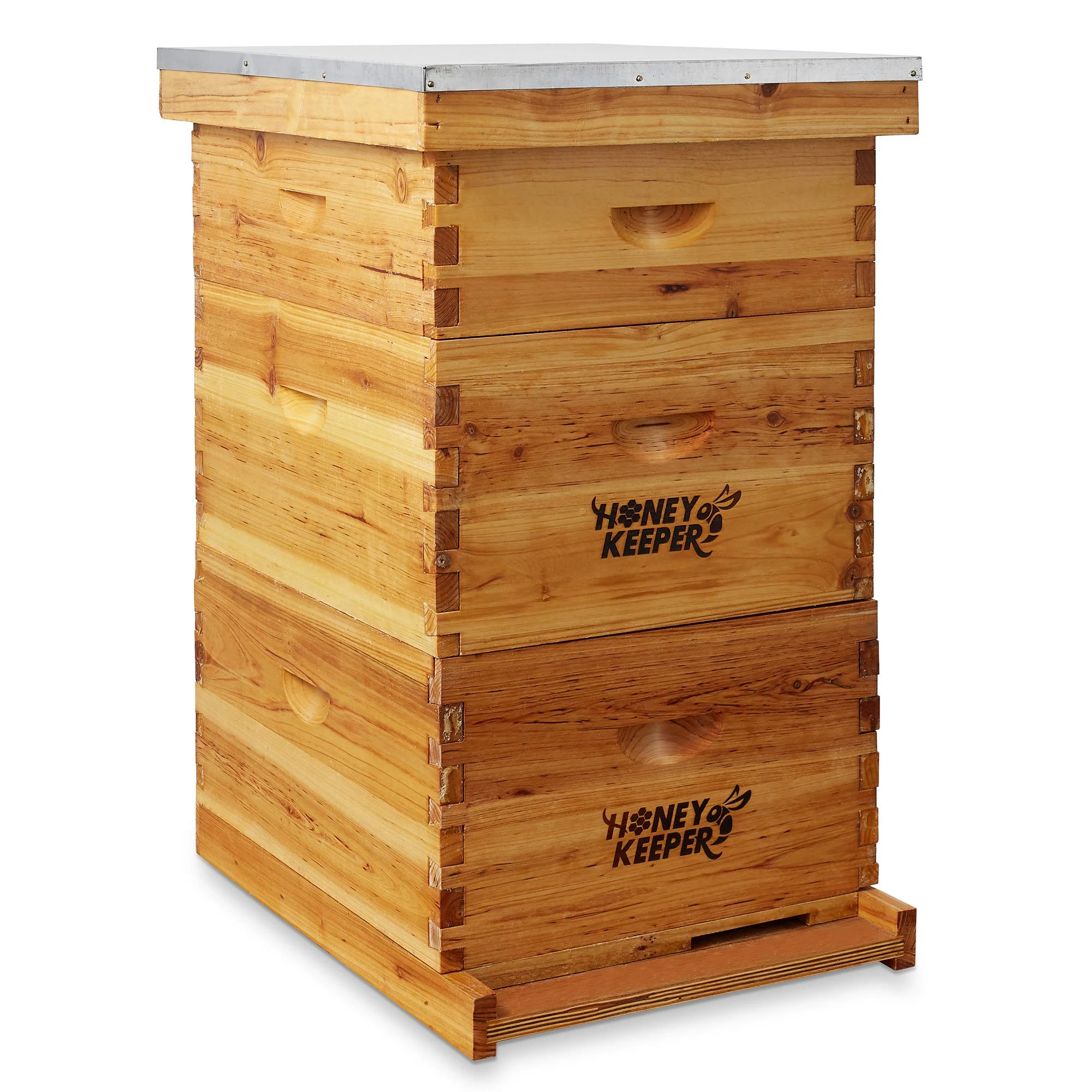 Honey Keeper Beehive 10 Frame Complete Box Kit (Waxed Boxes, 2 Deep and 1 Medium) with Wooden Frames and Waxed Foundations for Langstroth Beekeeping