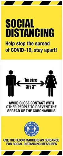 COVID19 Social distancing (1 metre) Roller Banner in case 2000x800mm display