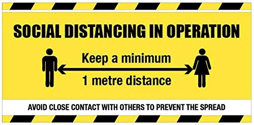 Social distancing in operation (1 metre social distancing) banner c/w eyelets 1270x610mm