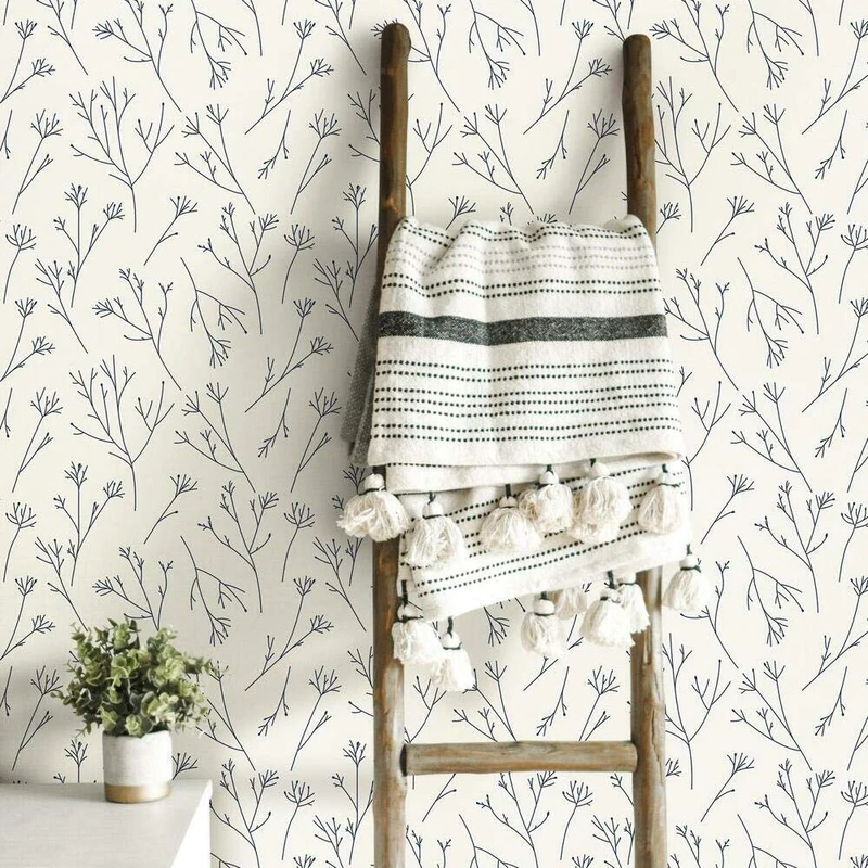 RoomMates Navy and White Peel and Stick Wallpaper RMK11680WP