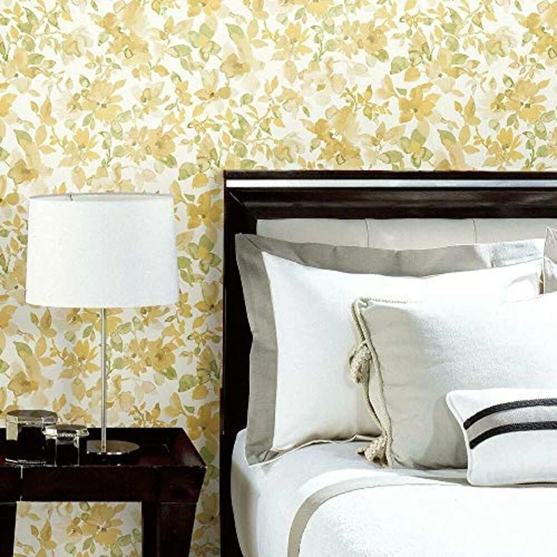 RoomMates Watercolor Floral Yellow Peel and Stick Wallpaper