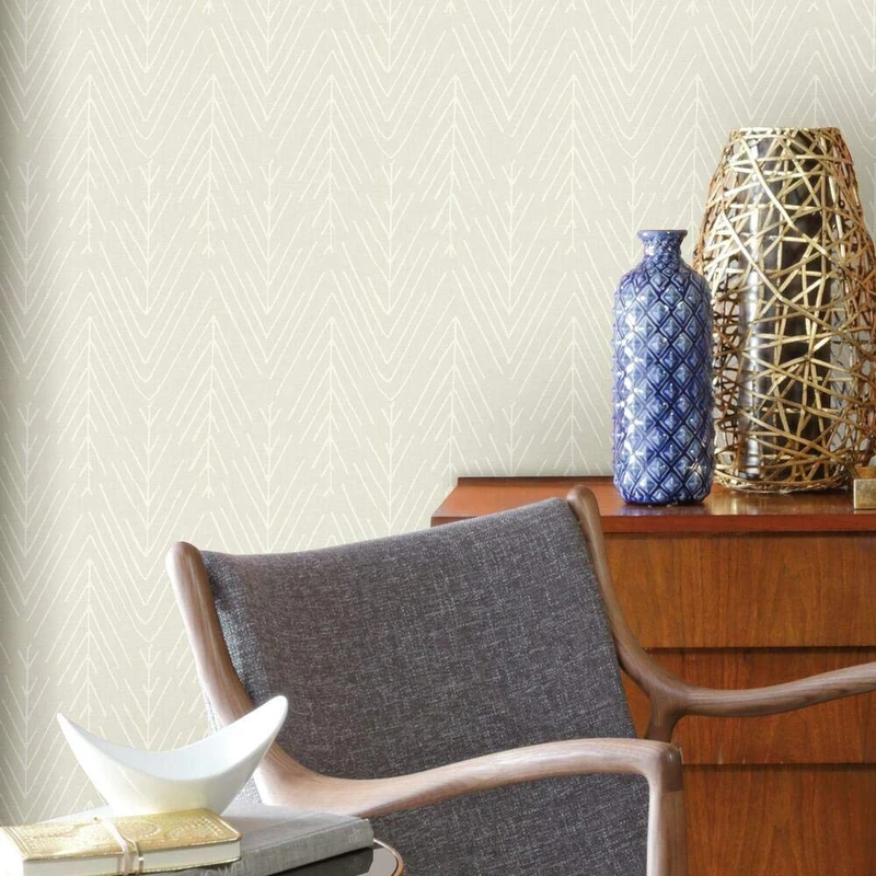 RoomMates RMK11671WP Beige Twig Hygge Herringbone Peel and Stick Wallpaper