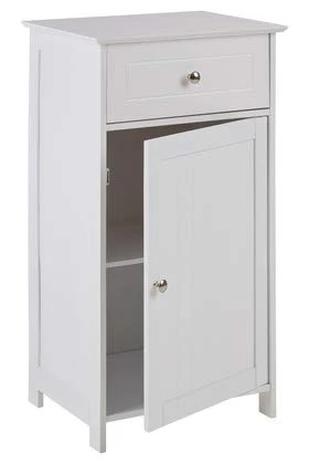 Premier Housewares Storage Cabinet Bathroom Storage Units Freestanding with Bathroom Cabinets Floor Standing - White Cupboard - w43 x d34 x h77cm
