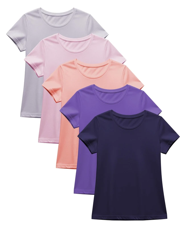 Sexy Basics Women's 5 Pack & 10 Pack Casual & Active Basic Cotton Stretch Color T Shirts - Multicolored - Small
