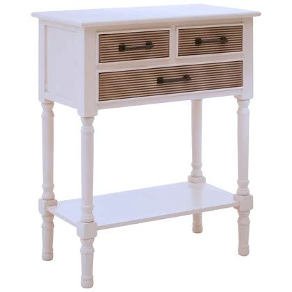Premier Housewares 3 Drawer Console Table for Hallway & Living Room, w60 x d33 x h75cm, Pearl White - Heritage