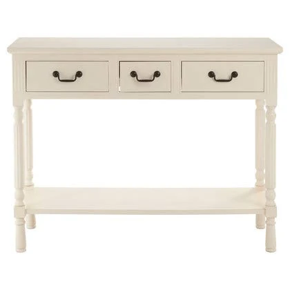 Premier Housewares 3 Drawer Console Table for Hallway & Living Room, w81 x d36 x h106cm, White - Heritage - Image 1