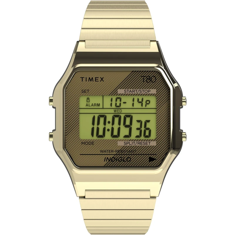 Timex T80 34mm Watch – Gold-Tone with Stainless Steel Expansion Band TW2R79000