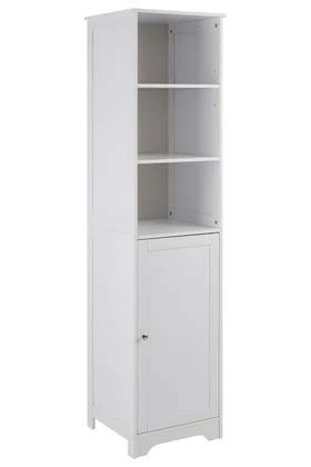 Premier Housewares Single Tall Cabinet Bathroom Tall Door Tall Bathroom Cabinet Standing Bathroom Shelving Unit Floor Standing Bathroom Storage White