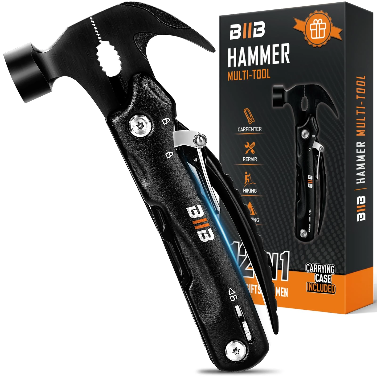 BIIB Gifts for Men, Multi Tool Gadgets, Stocking Fillers for Men Christmas Gifts for Him, Dad Birthday Secret Santa Christmas Presents for Women, Hand Tools 12 in 1 Multitool Camping Essentials