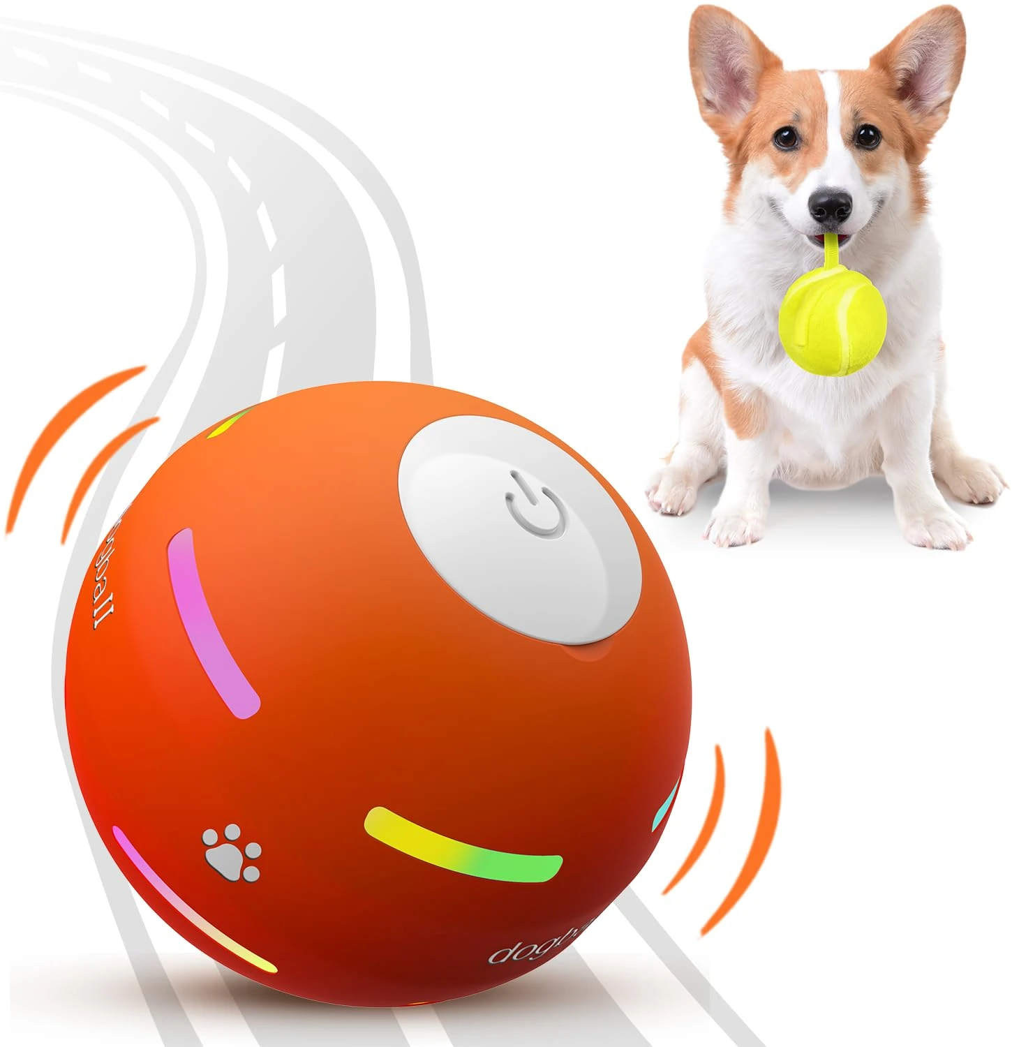 PetDroid Interactive Dog/Cats Ball Toys,Durable Motion Activated Automatic Rolling Ball Toys for Puppy/Small/Medium Dogs,USB Rechargeable