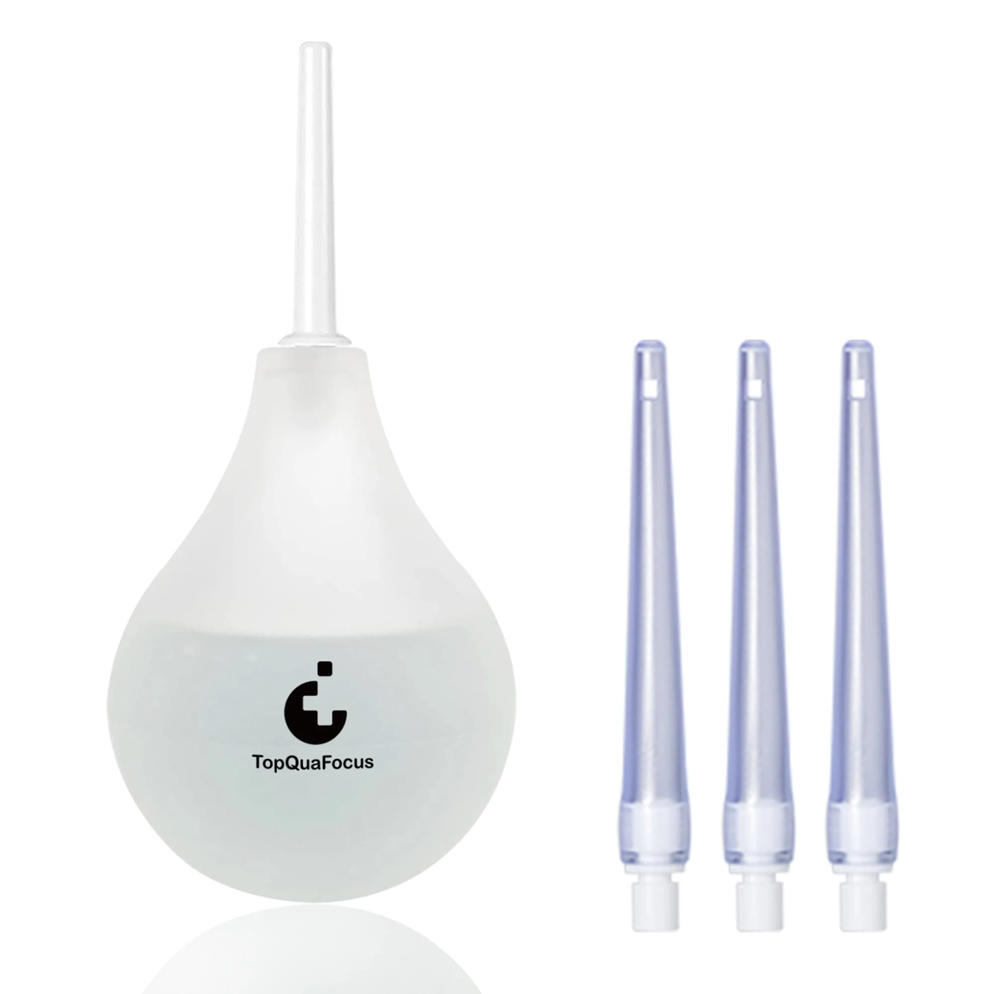 TopQuaFocus 8oz Enema Bulb Kit Anal Cleaner Enema for Men & Women with 4 Nozzles Anal Douche Colon Cleaning (Transparent)