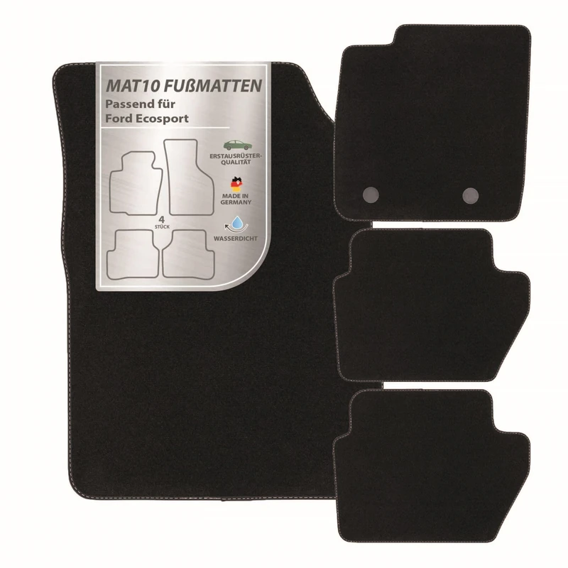 MAT10 Silver-Line: Ford EcoSport 2018-04 - X Car Floor Mats Car Mats Velour Premium Quality 4 Piece Black Guaranteed Fit