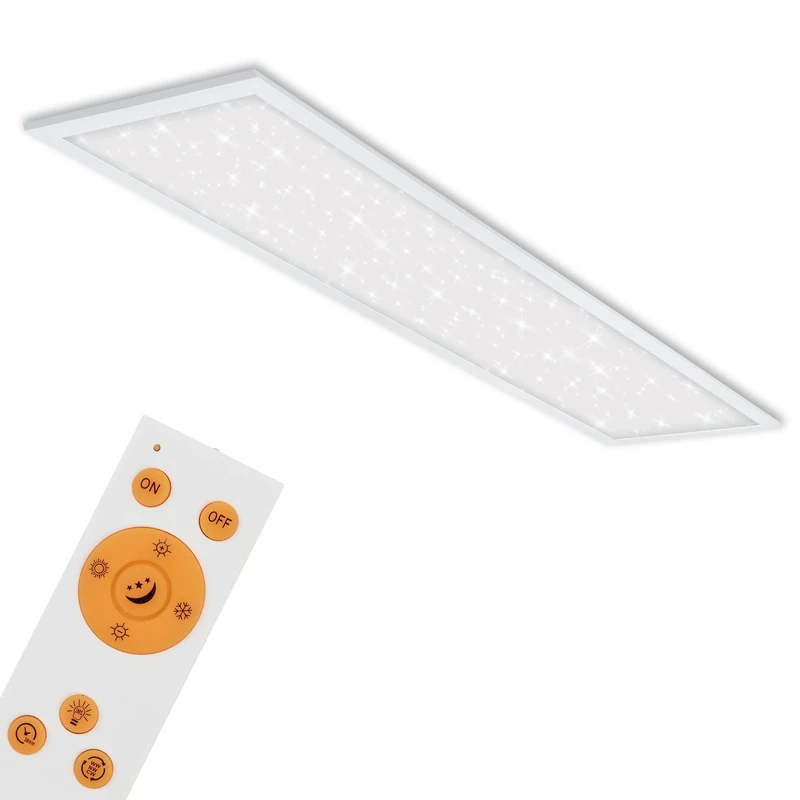BRILONER Leuchten LED Panel, lamp Star Decoration, dimmable Ceiling Light, Colour Temperature (CCT), incl. Remote Control, 36 watts, 3,800 lumens, White, 1195x295x65mm (LxWxH),7304-016